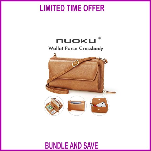 RFID Blocking Wristlet Crossbody Clutch with Multiple Compartments & Straps - Picture 8 of 8